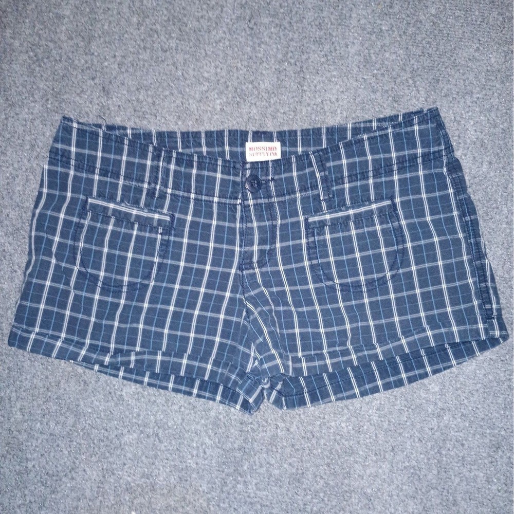 Mossimo Juniors Blue & White Plaid 100% Cotton Shorts Size 9